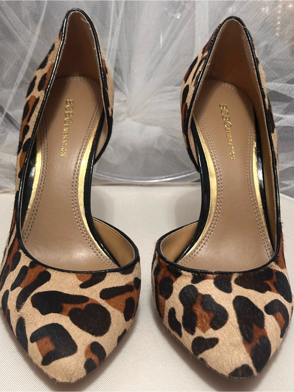 BCBGeneration Leopard Print D'Orsay Pumps - Tan/Black/Brown